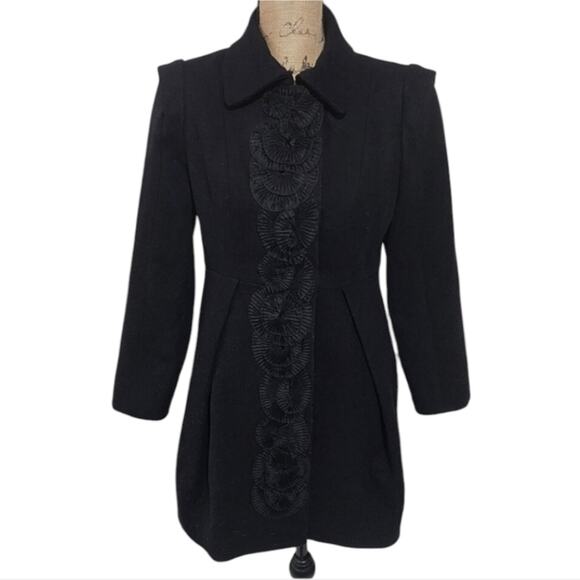 TIBI Black Wool Academia Vintage Vibes Goth‎ Victorian Coat Women's Size 2 - Picture 2 of 10